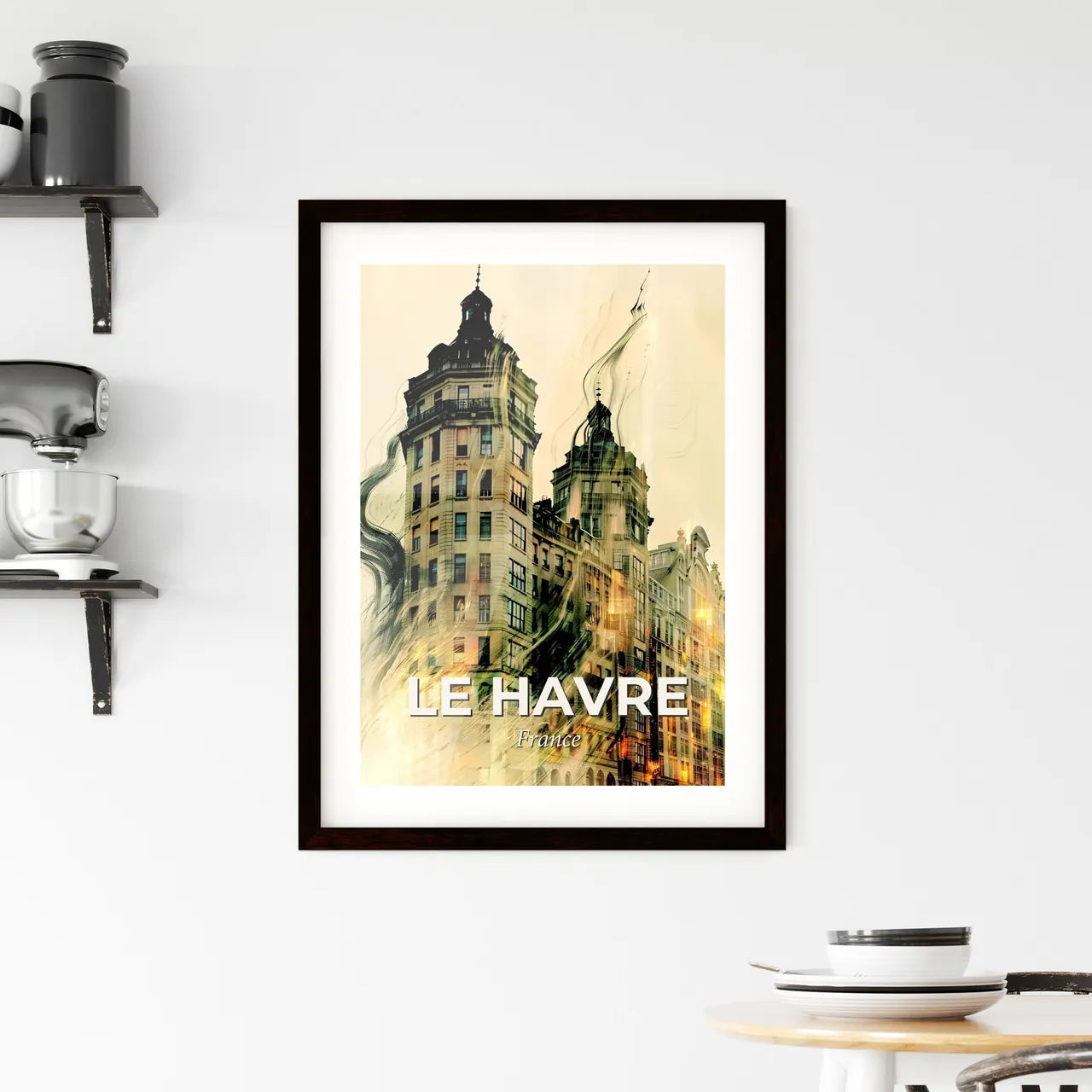 Le Havre Skyline Double Exposure Poster Framed Print