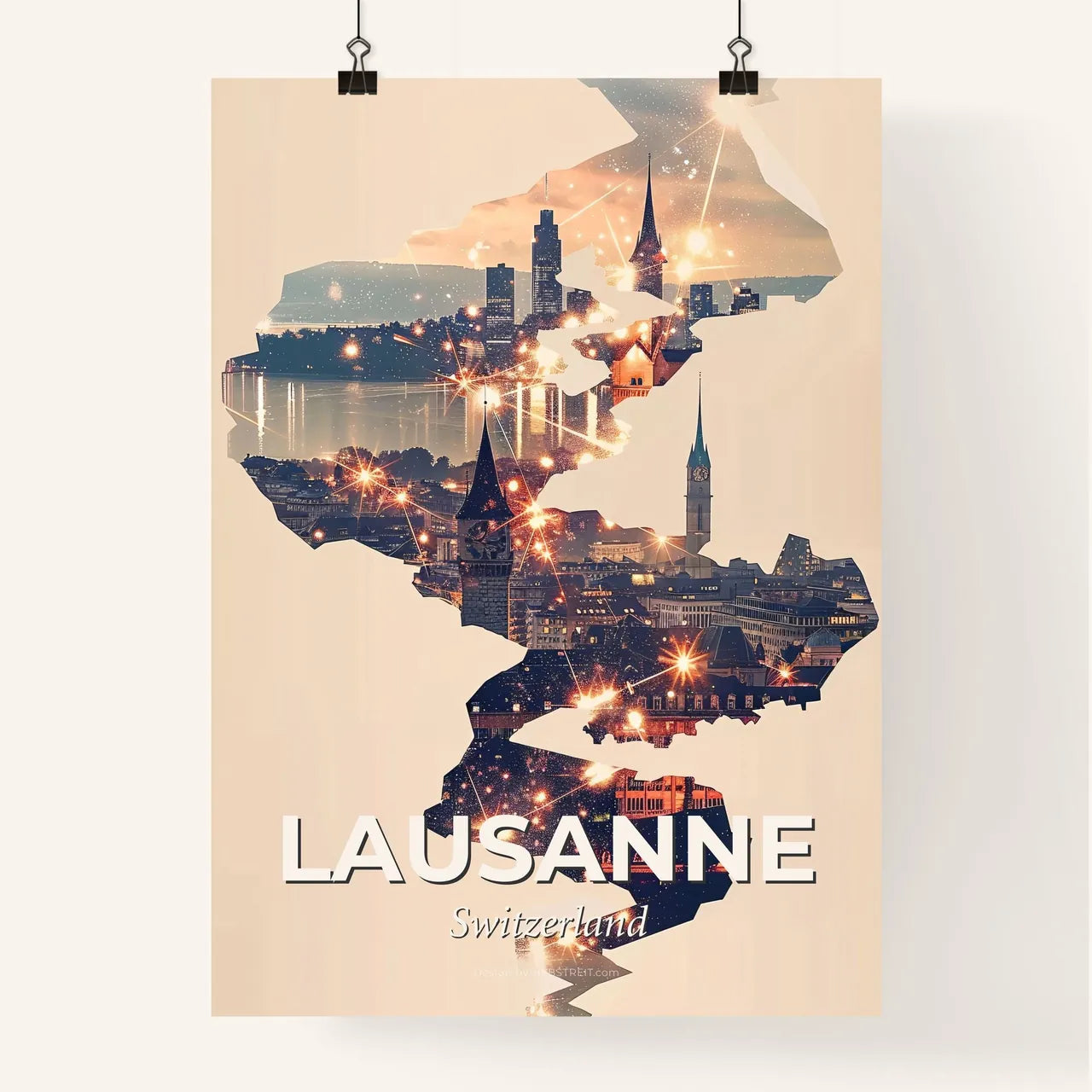Lausanne Skyline Cityscape Poster Art Poster