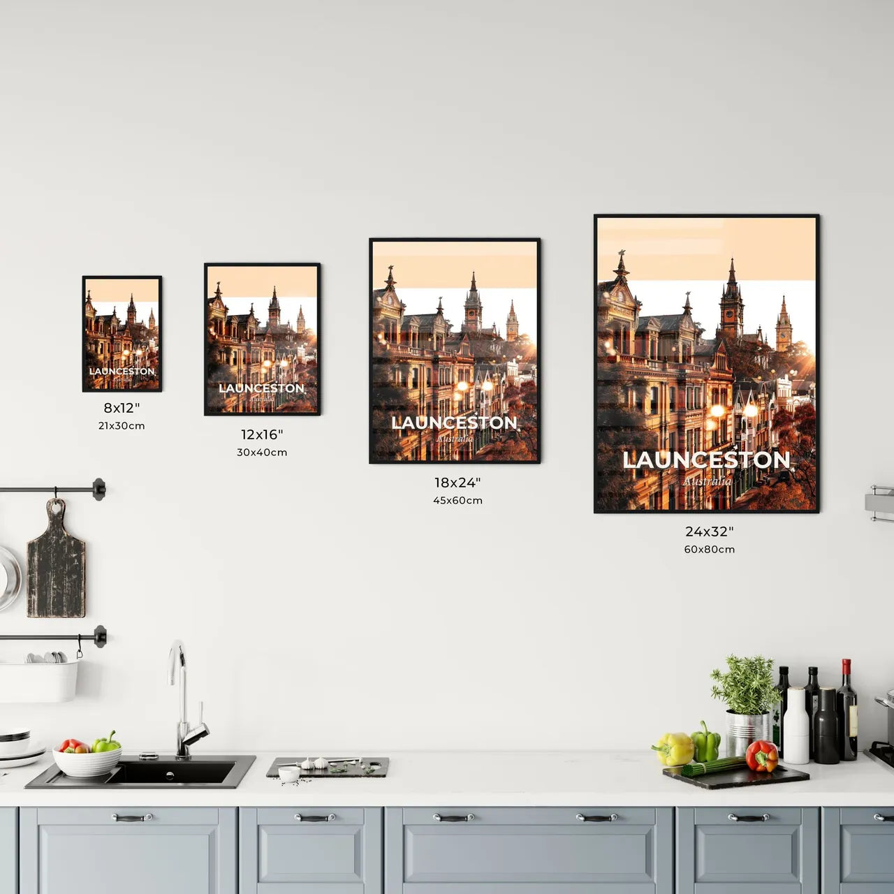Launceston Skyline Composite Art Cityscape Poster Office Art