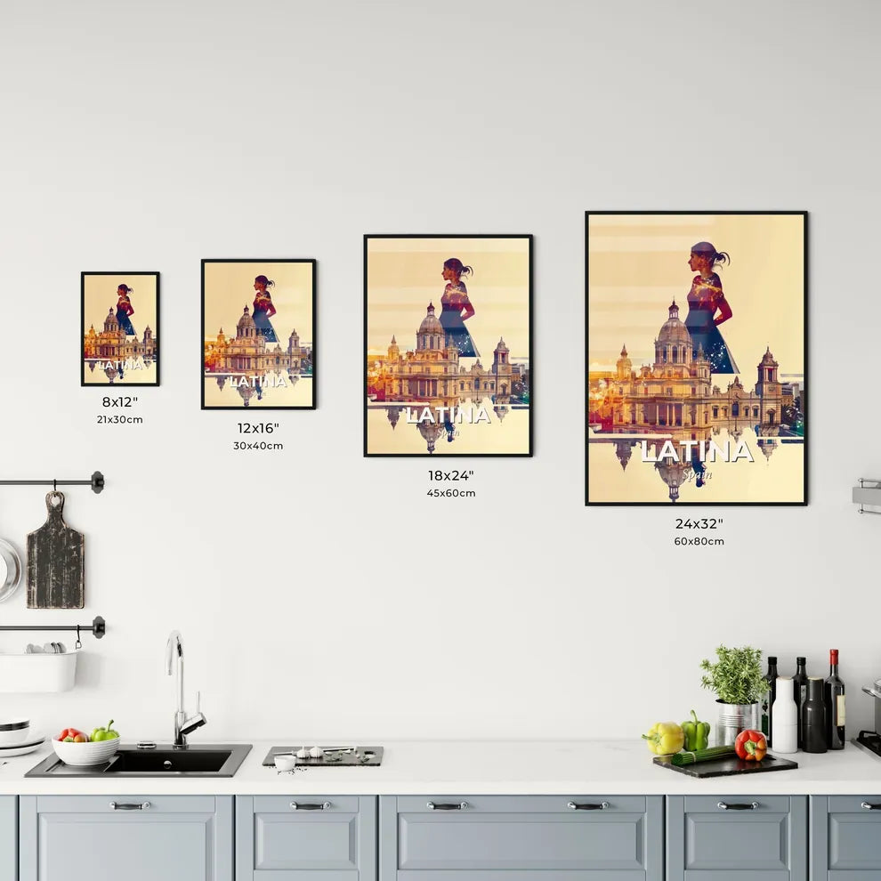 Latina Cityscape Art Poster: Local Vibes, Bright Beige Office Art