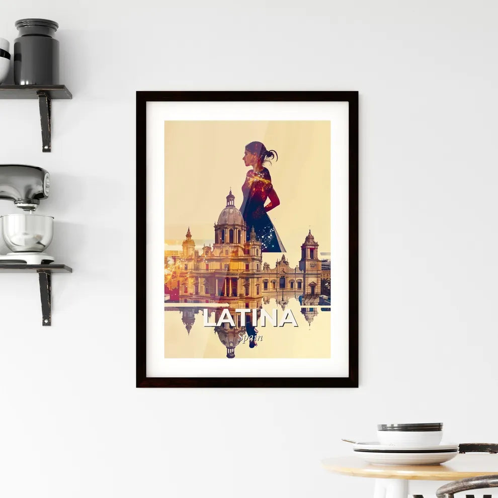 Latina Cityscape Art Poster: Local Vibes, Bright Beige Framed Print