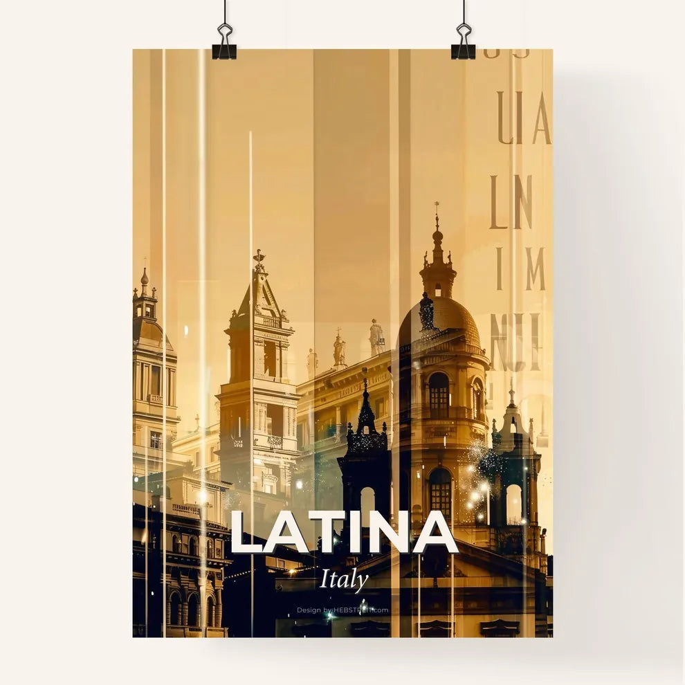 Latina City Skyline Poster Art, Delicate Paper with Glints Poster