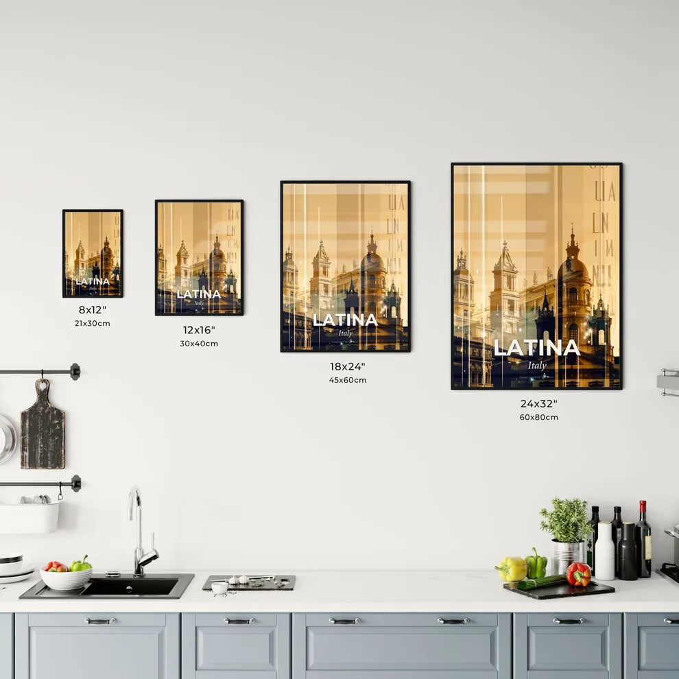 Latina City Skyline Poster Art, Delicate Paper with Glints Office Art