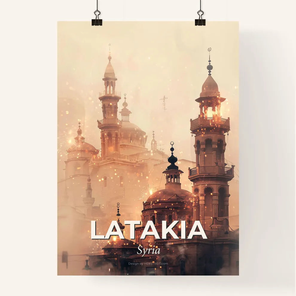Latakia Skyline Double Exposure Art, Bright Beige Subtile Backlights Poster