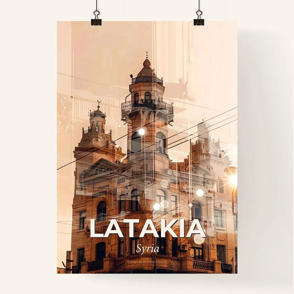 Latakia Skyline Poster Art Composite Beige Background Poster