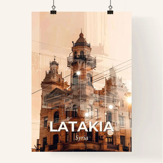 Latakia Skyline Poster Art Composite Beige Background Poster