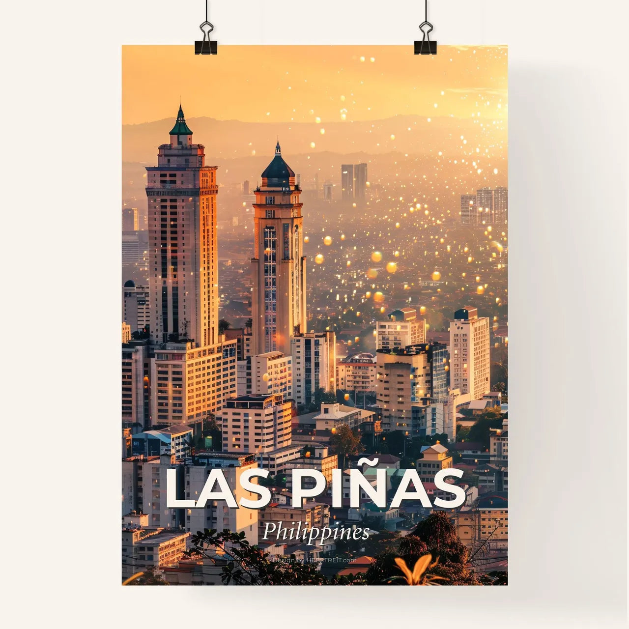 Las Piñas Night Lightscape Panorama Poster