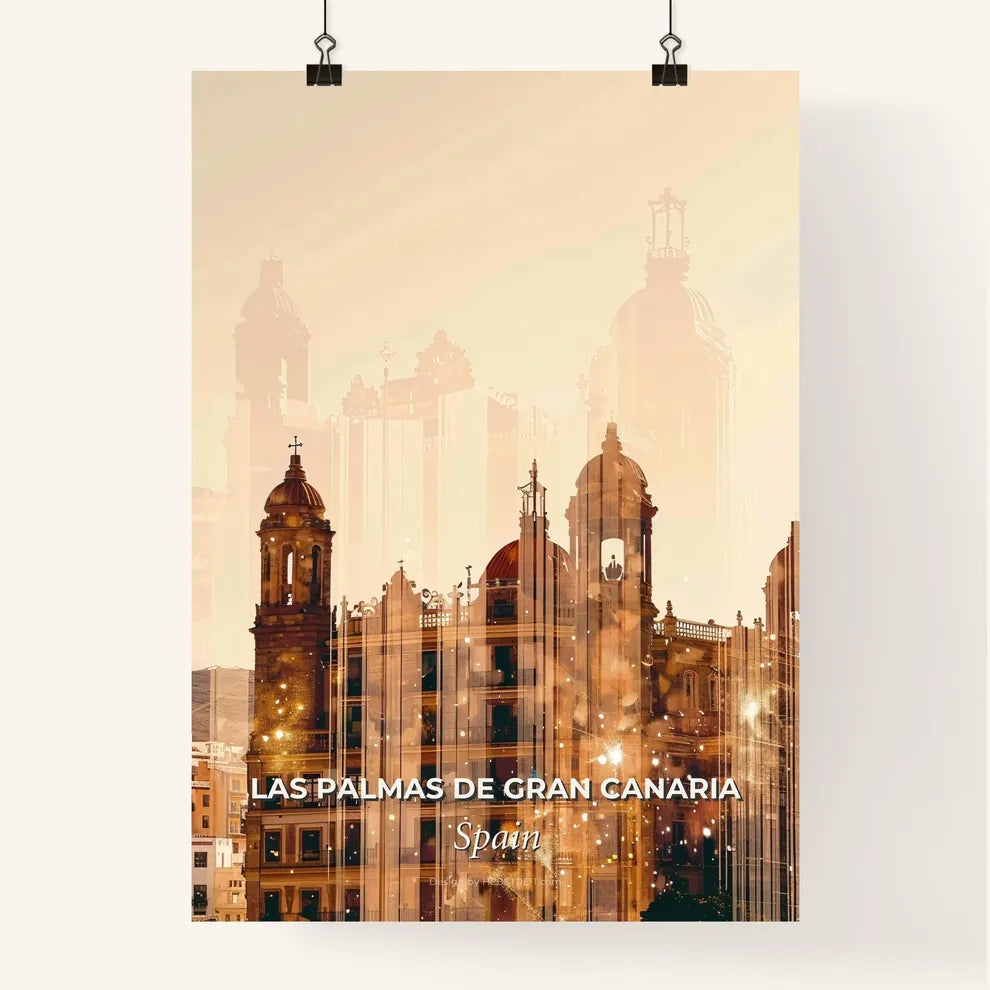 Las Palmas Skyline Double Exposure Art Poster