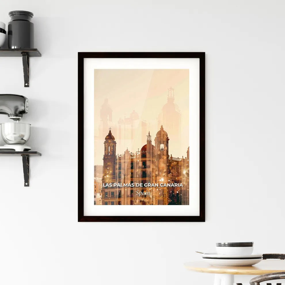 Las Palmas Skyline Double Exposure Art Framed Print