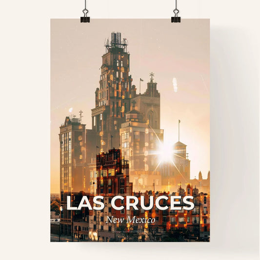 Las Cruces City Silhouette Artwork with Daytime Moon Poster