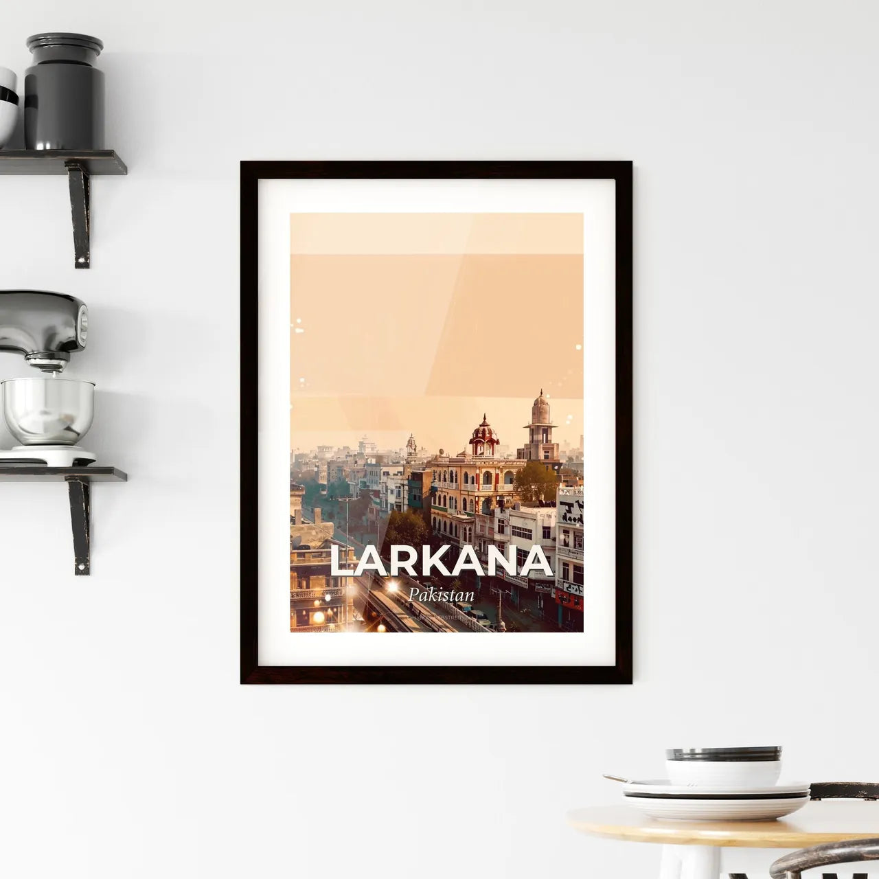Larkana: Local Architecture Night Skyline Art Framed Print