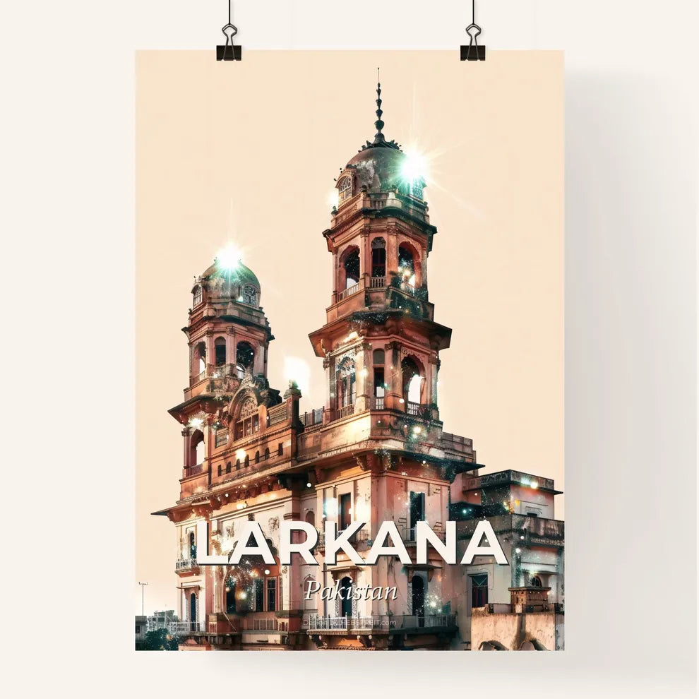 Larkana Cityscape Double Exposure Skyline Poster