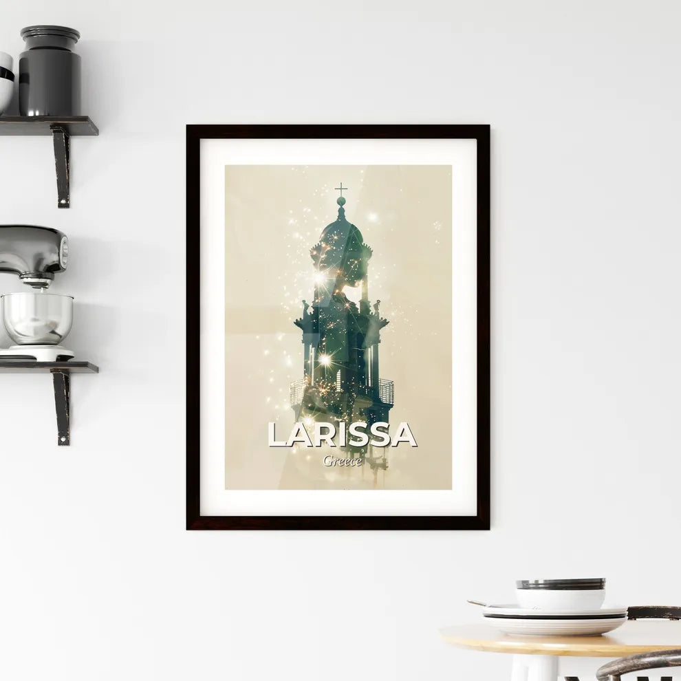 Larissa City Silhouette Skyline Poster Art Framed Print