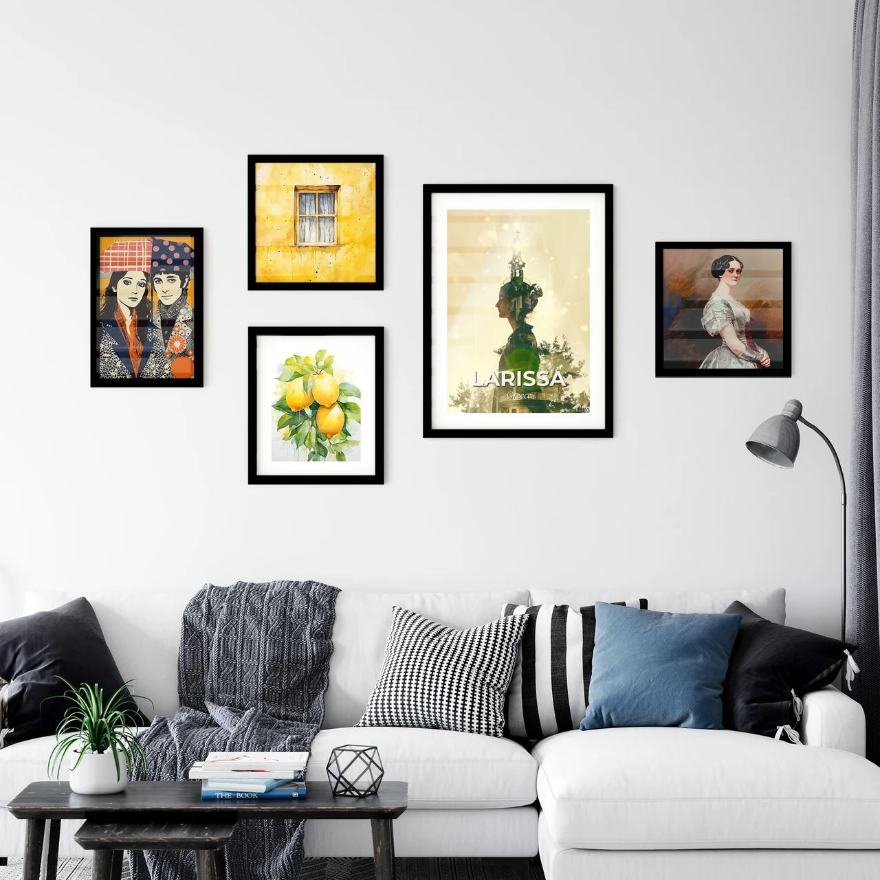 Larissa Greece Skyline Art Deco Bright Paper Background Wall Art