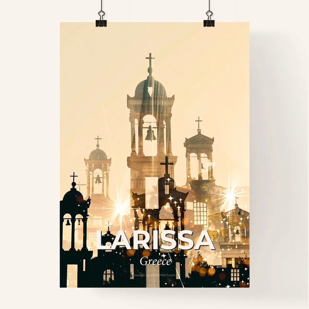 Larissa City Skyline Double Exposure Composite Art Poster