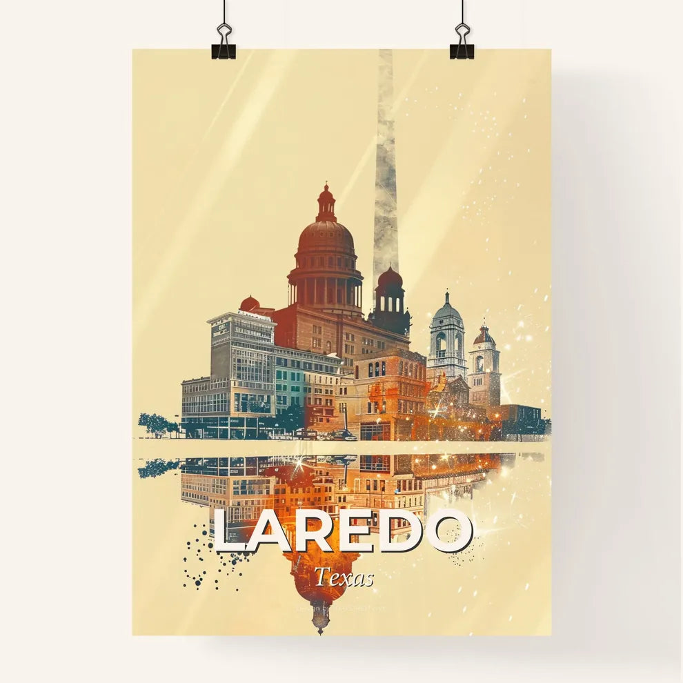 Laredo, Texas: Double Exposure CityScape Art Poster