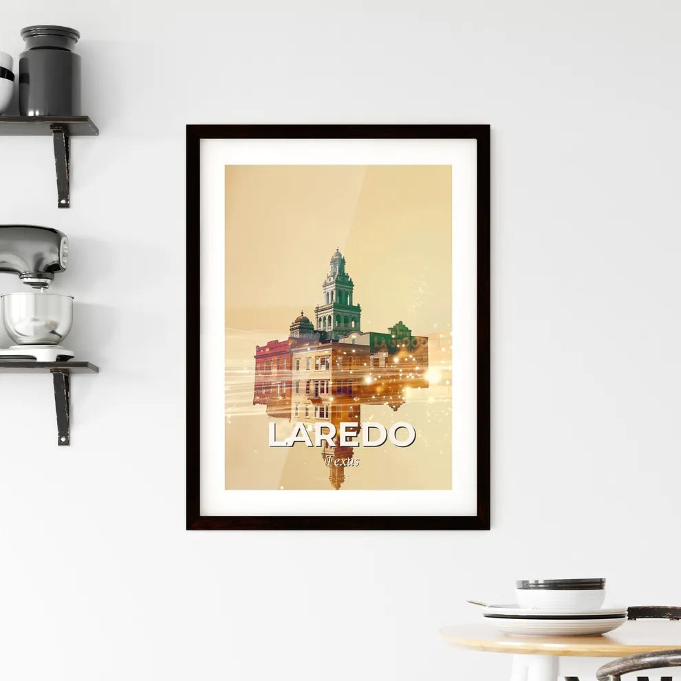 Laredo Texas City Skyline Art Poster Framed Print