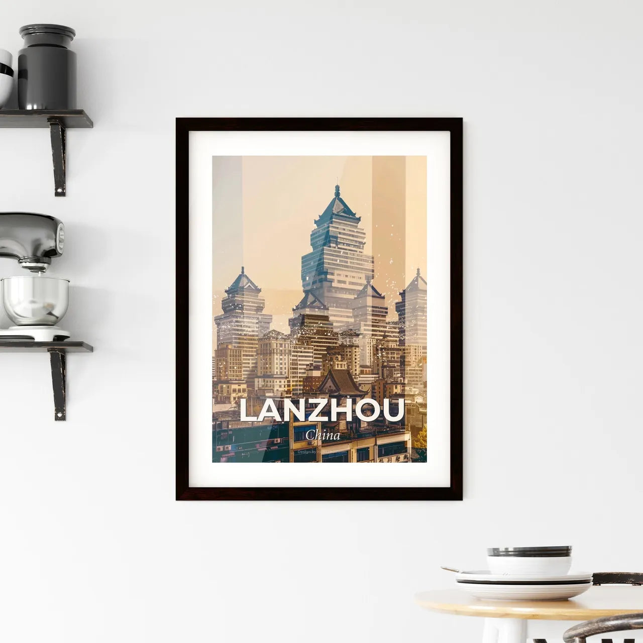 Lanzhou Skyline Architecture Composite Poster Art Framed Print