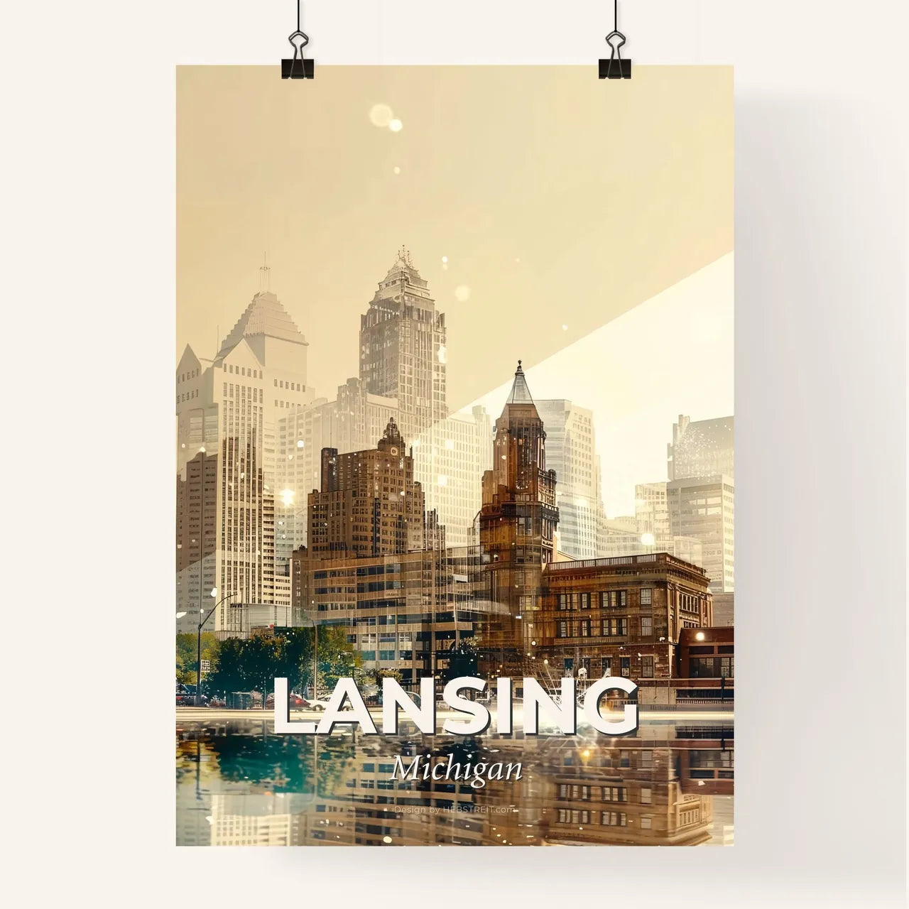 Lansing Downtown Cityscape Minimalist Urban Vibes Poster