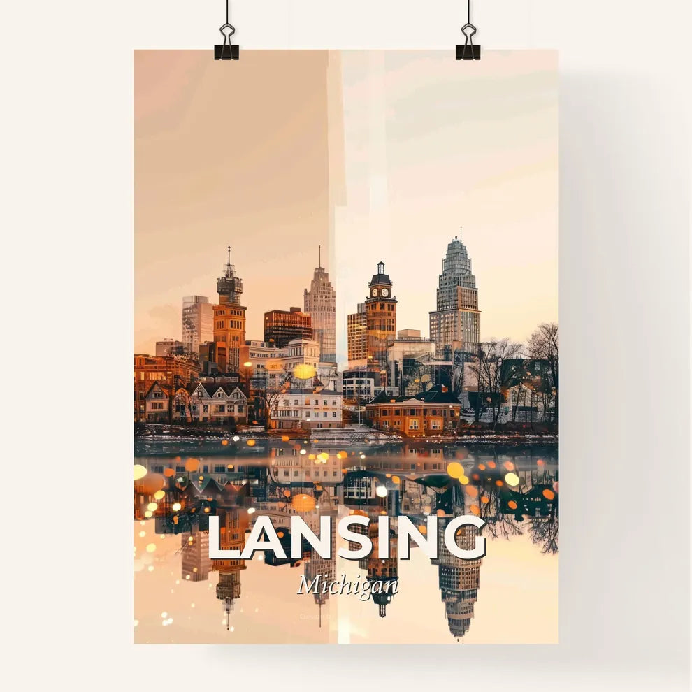 Lansing Cityscape: Bright Sparks and Local Icons Poster Poster