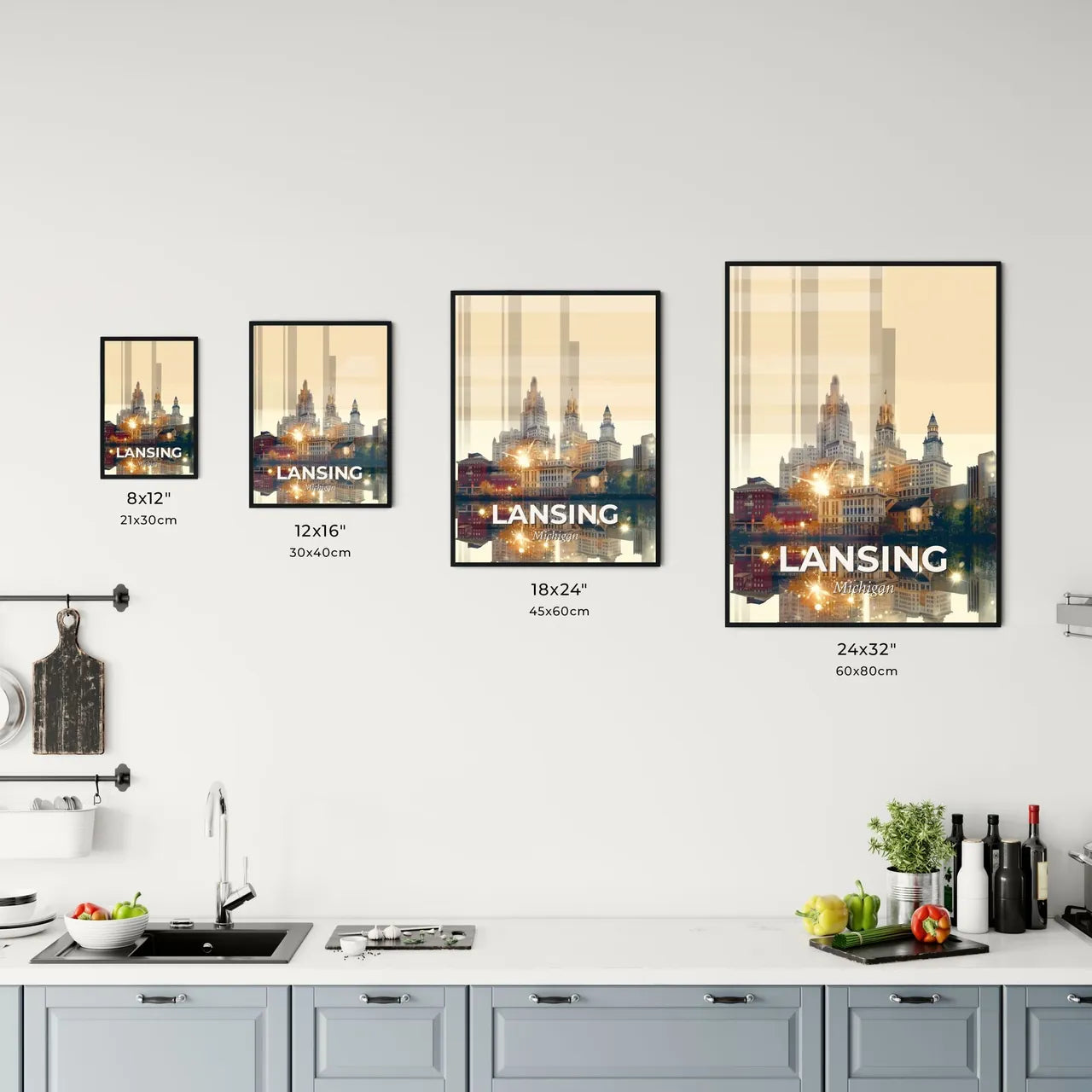 Lansing City Skyline Double Exposure Composite Art Office Art