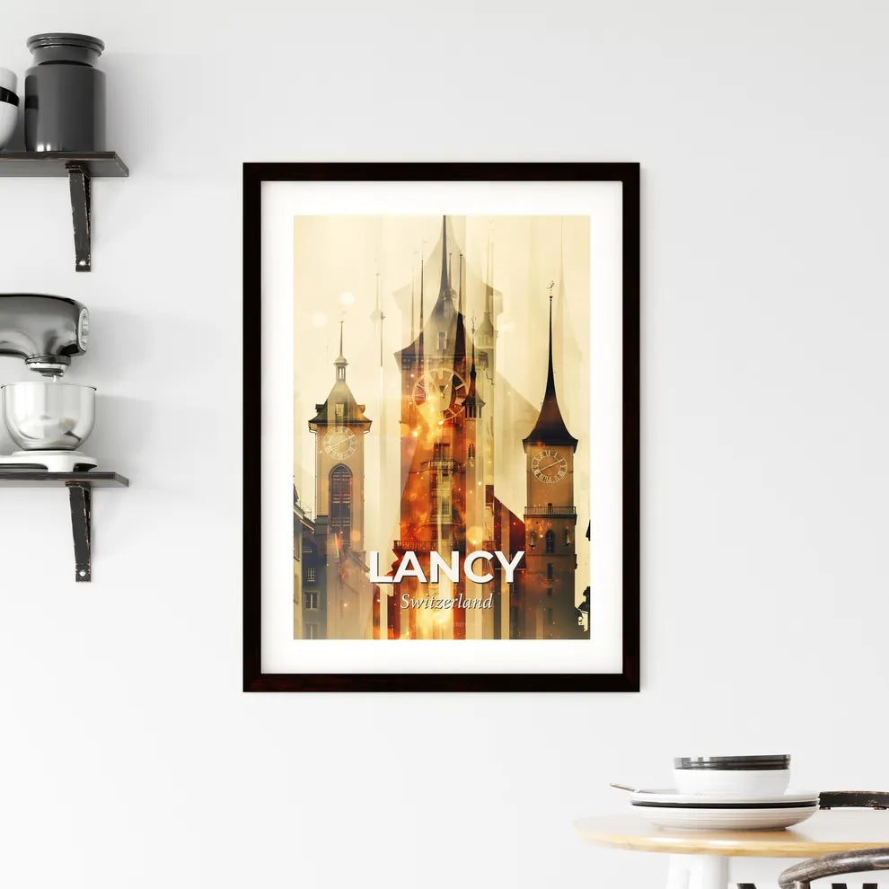 Lancy Skyline Double Exposure Art Print Framed Print