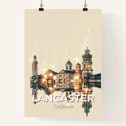 Lancaster Skyline Composite Art: Bright and Iconic Poster