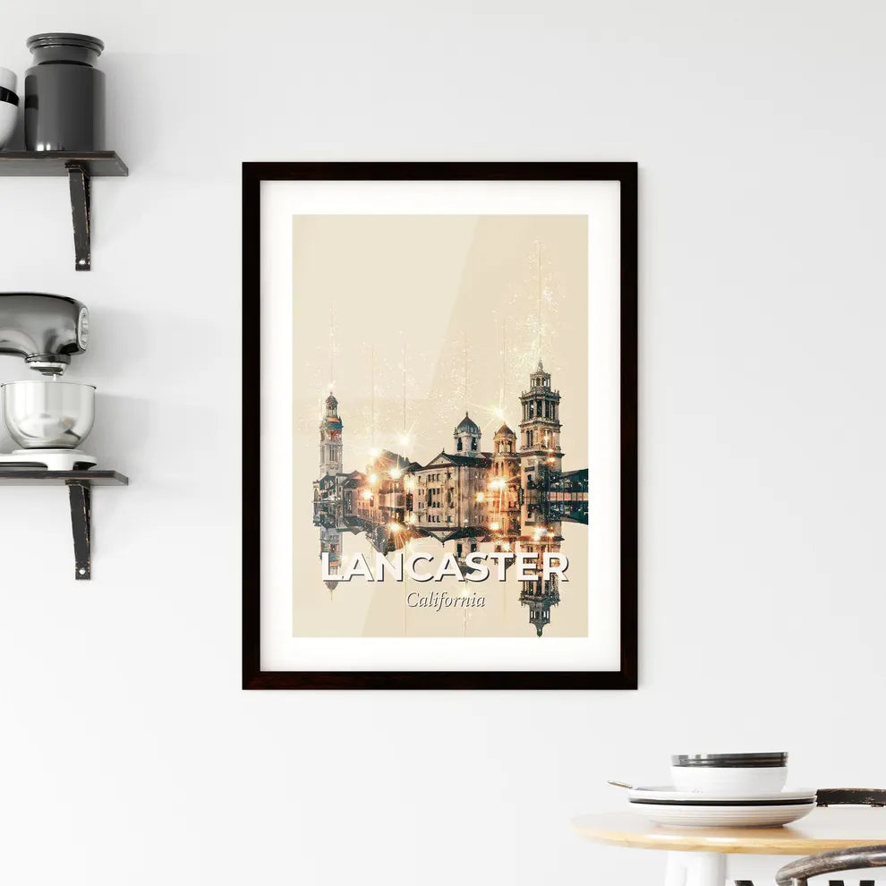 Lancaster Skyline Composite Art: Bright and Iconic Framed Print