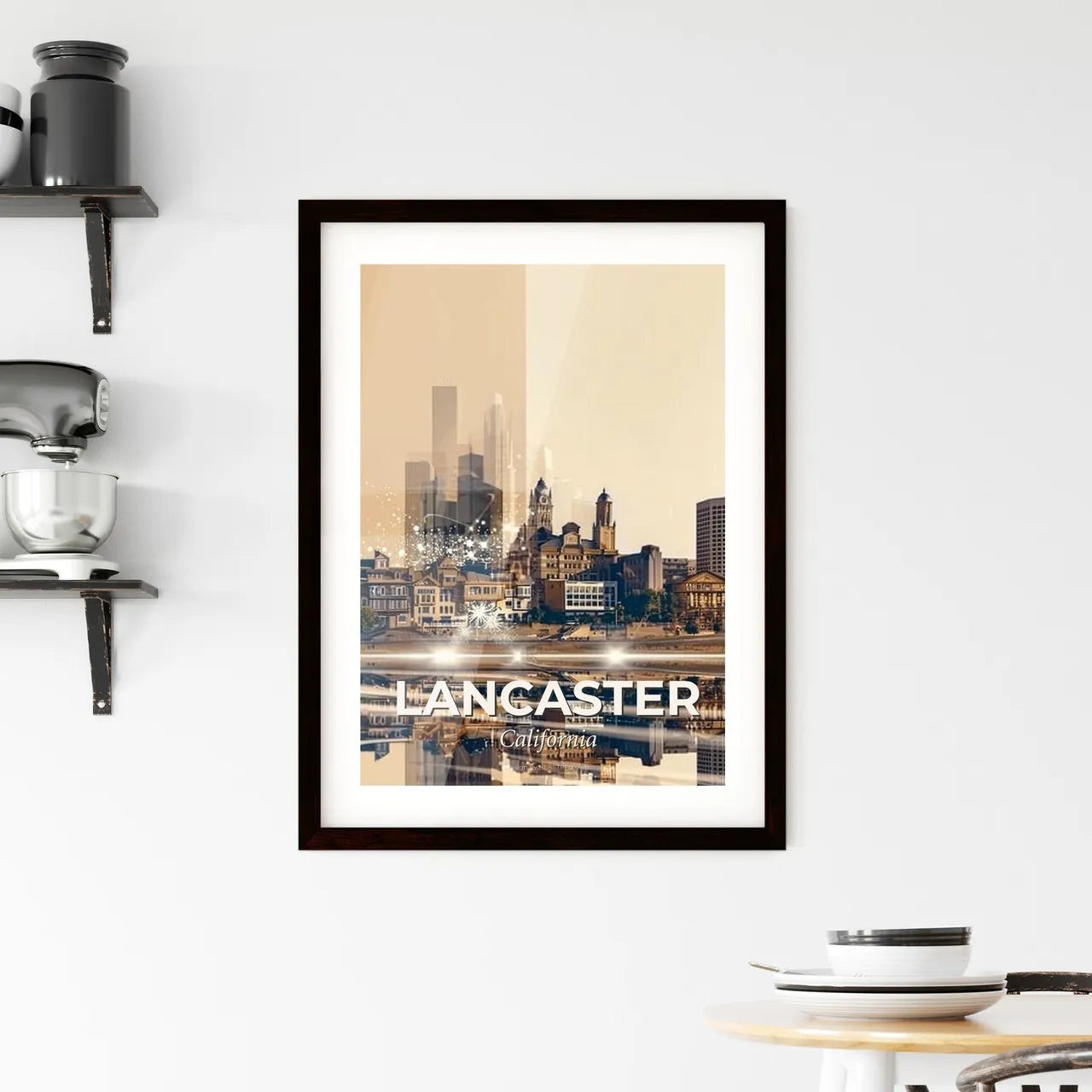 Lancaster City Skyline Double Exposure Art Print Framed Print