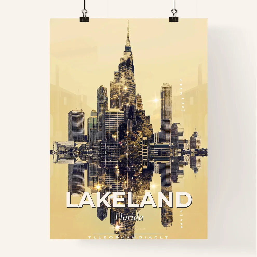 Lakeland Skyline Art Deco Cityscape Poster Poster