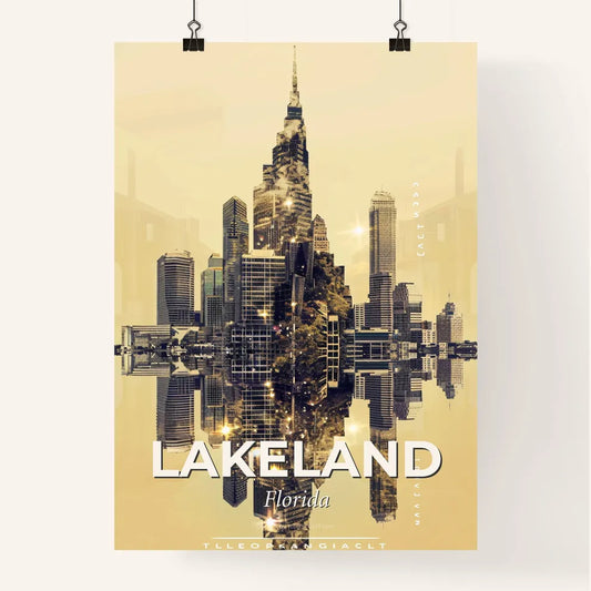 Lakeland Skyline Art Deco Cityscape Poster Poster