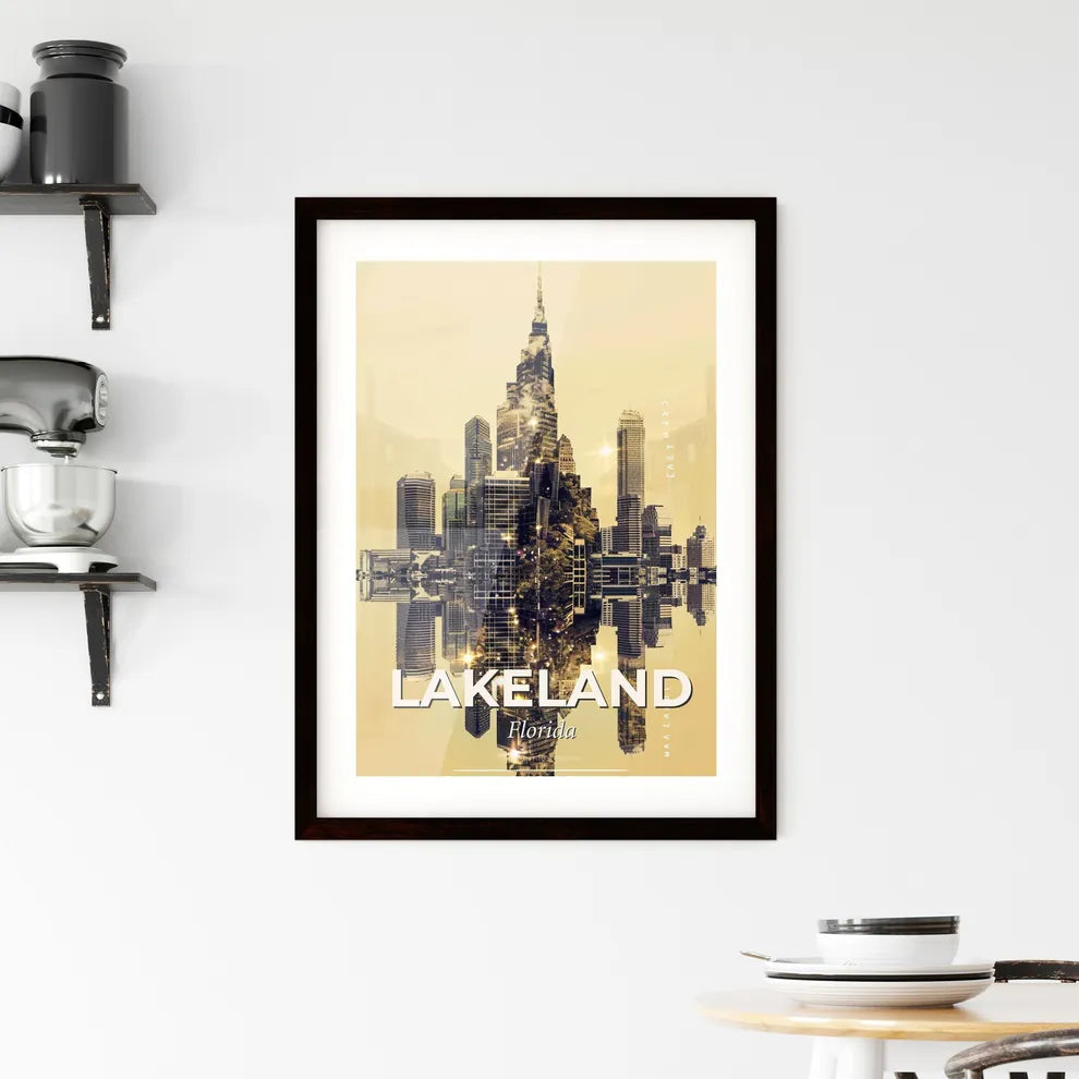 Lakeland Skyline Art Deco Cityscape Poster Framed Print