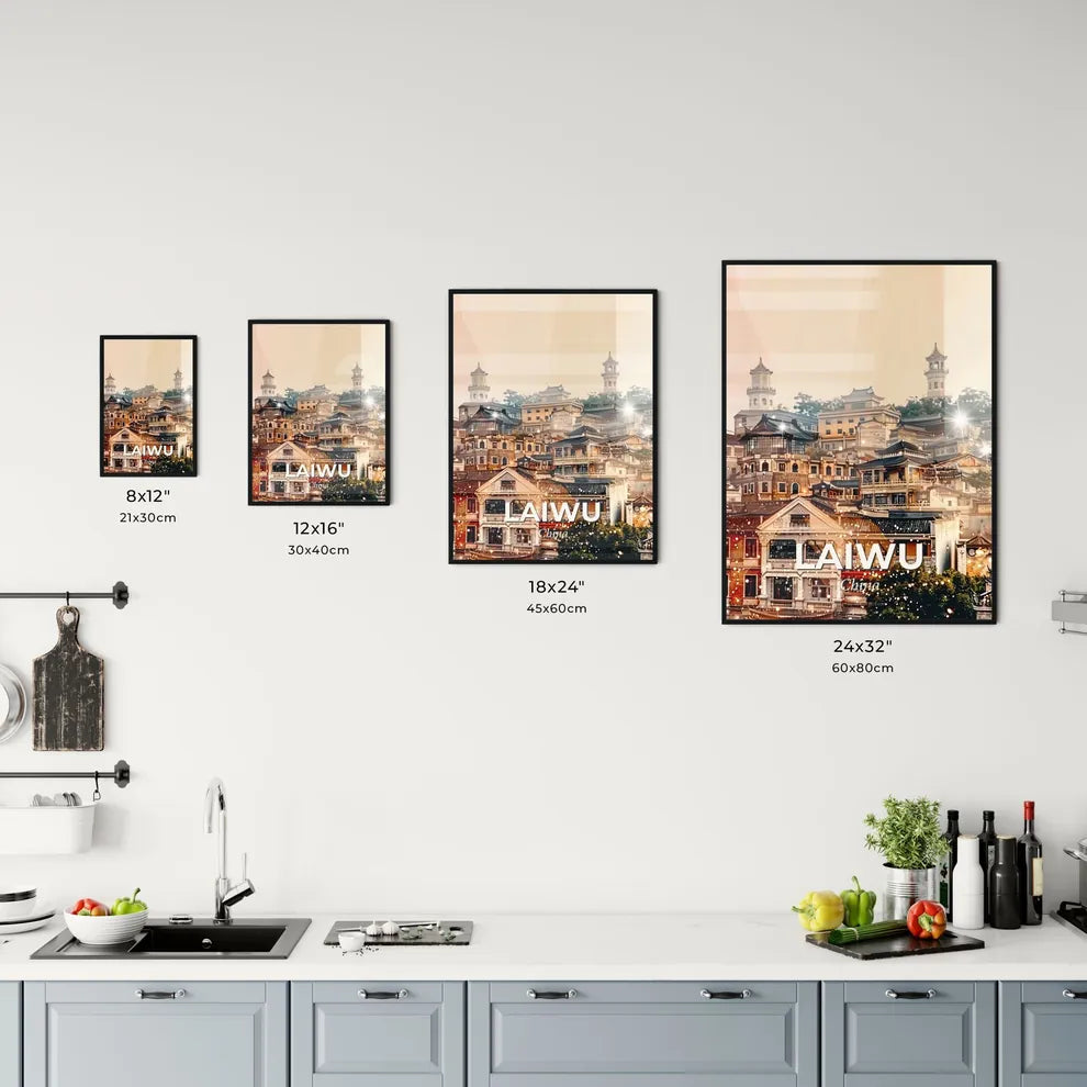 Laiwu China Skyline Double Exposure Art Poster Office Art