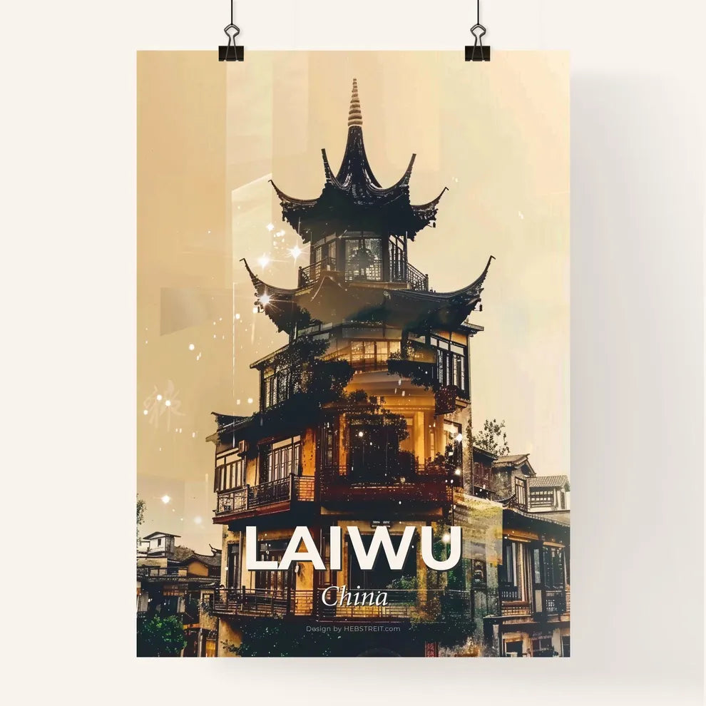 Cityscape Laiwu China Skyline Architecture Artwork Poster