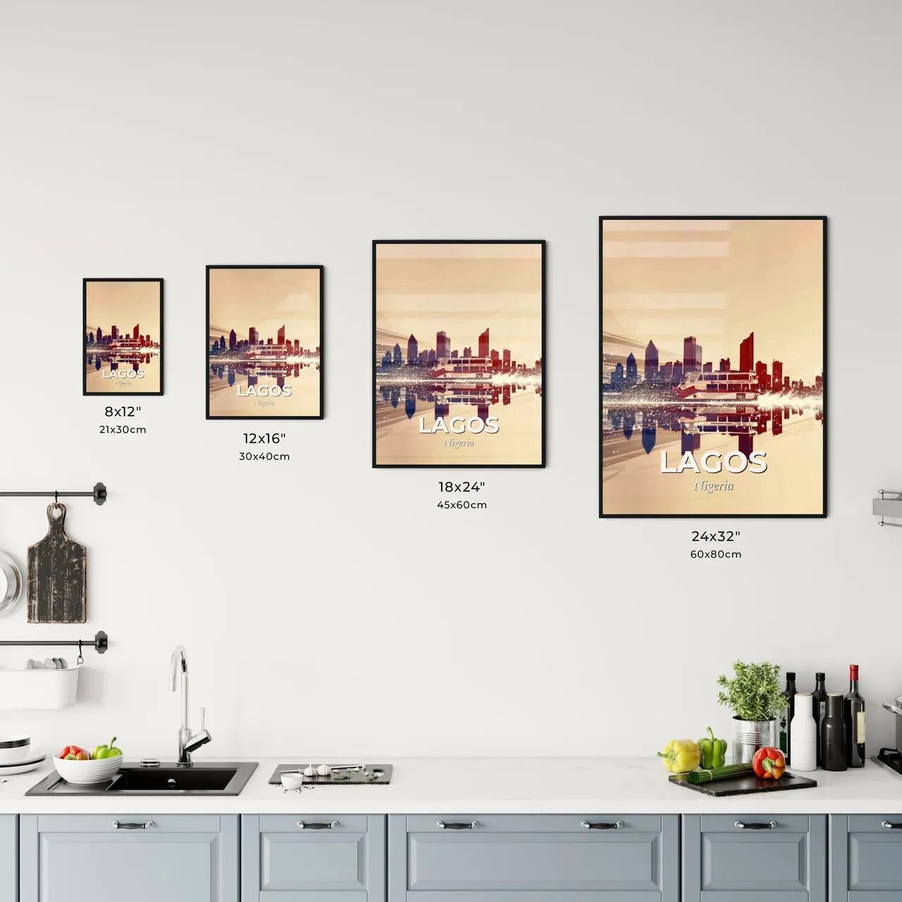Lagos, Nigeria: Urban Sparkle Skyline Poster Office Art