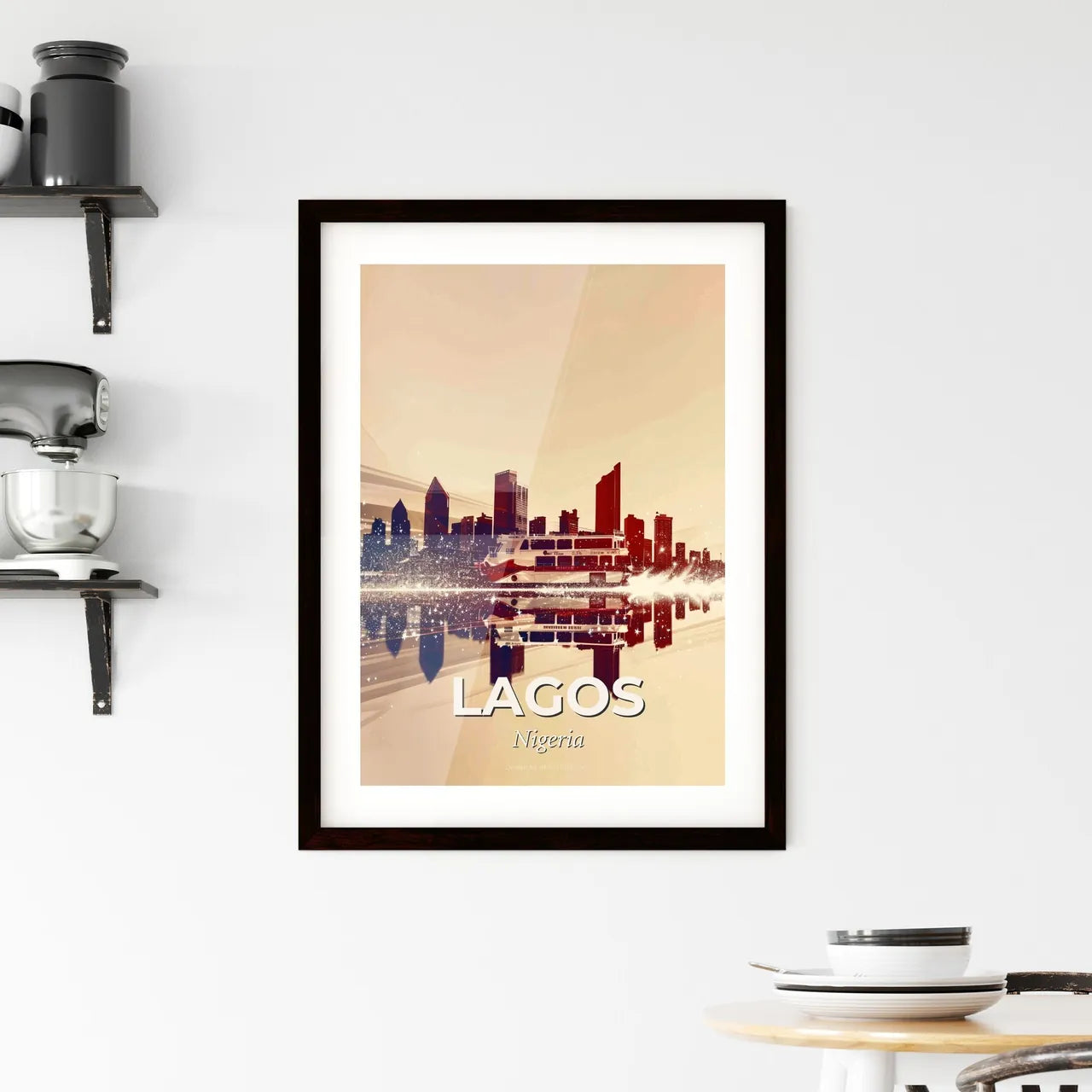 Lagos, Nigeria: Urban Sparkle Skyline Poster Framed Print