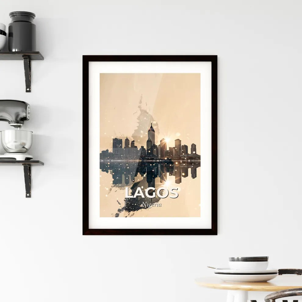 Lagos Skyline Composite Double Exposure Framed Print
