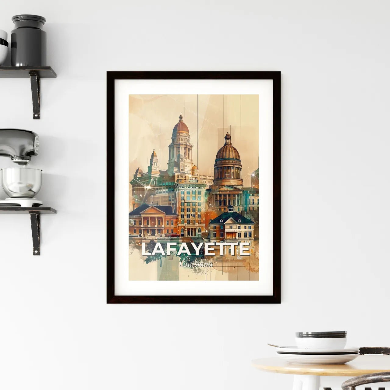 Lafayette City Skyline Art Composite Double Exposure Framed Print
