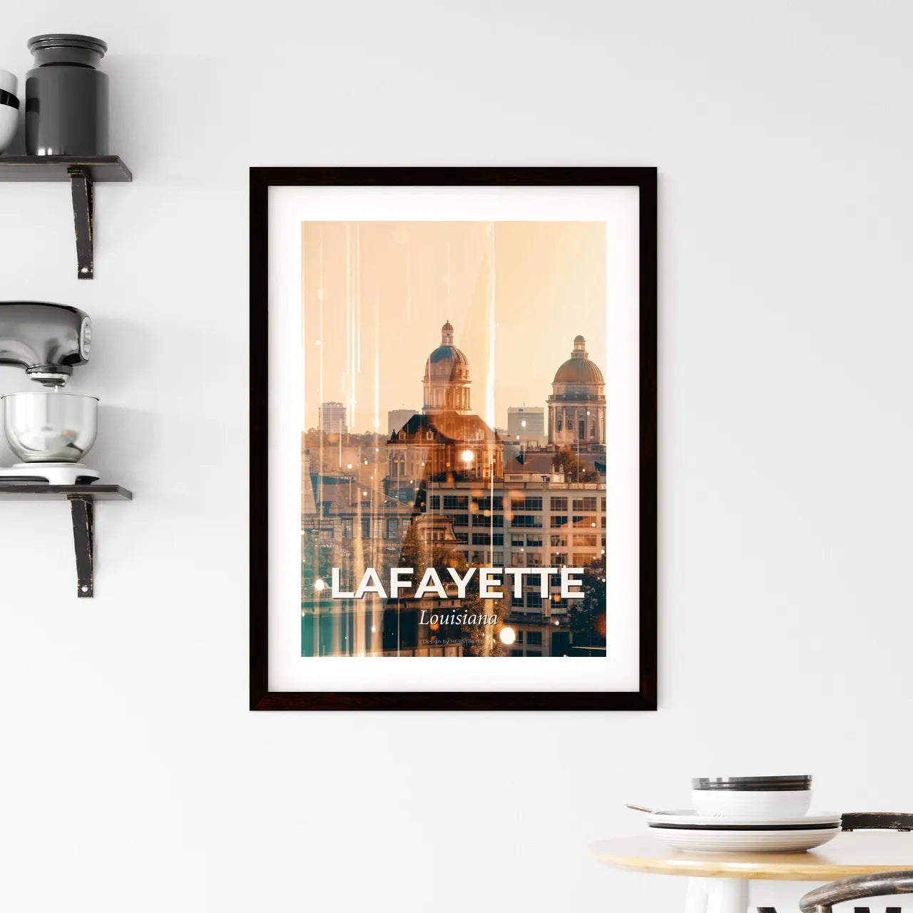 Lafayette Louisiana City Art Poster Skyline Icons Framed Print