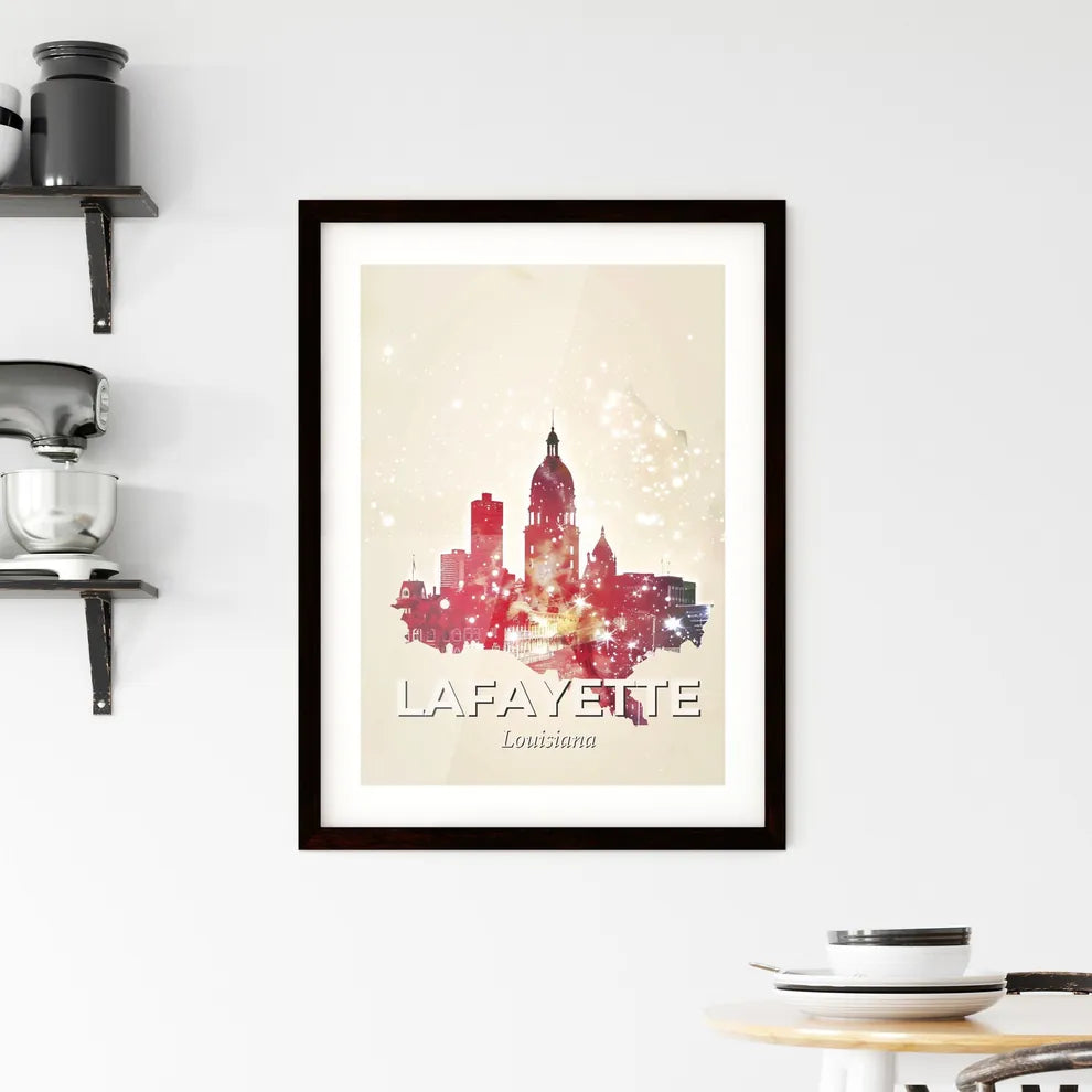 Lafayette City Skyline Minimalist Poster Art Framed Print