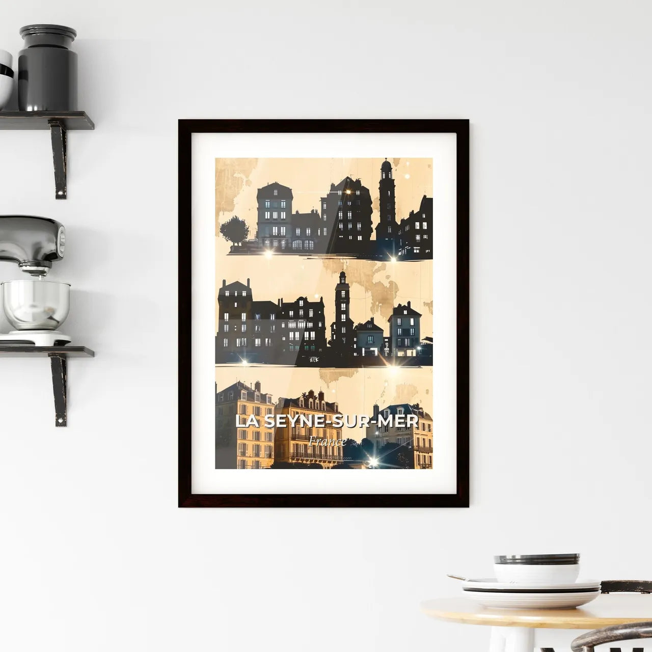 La Seyne Skyline Artistic Silhouette Poster Framed Print