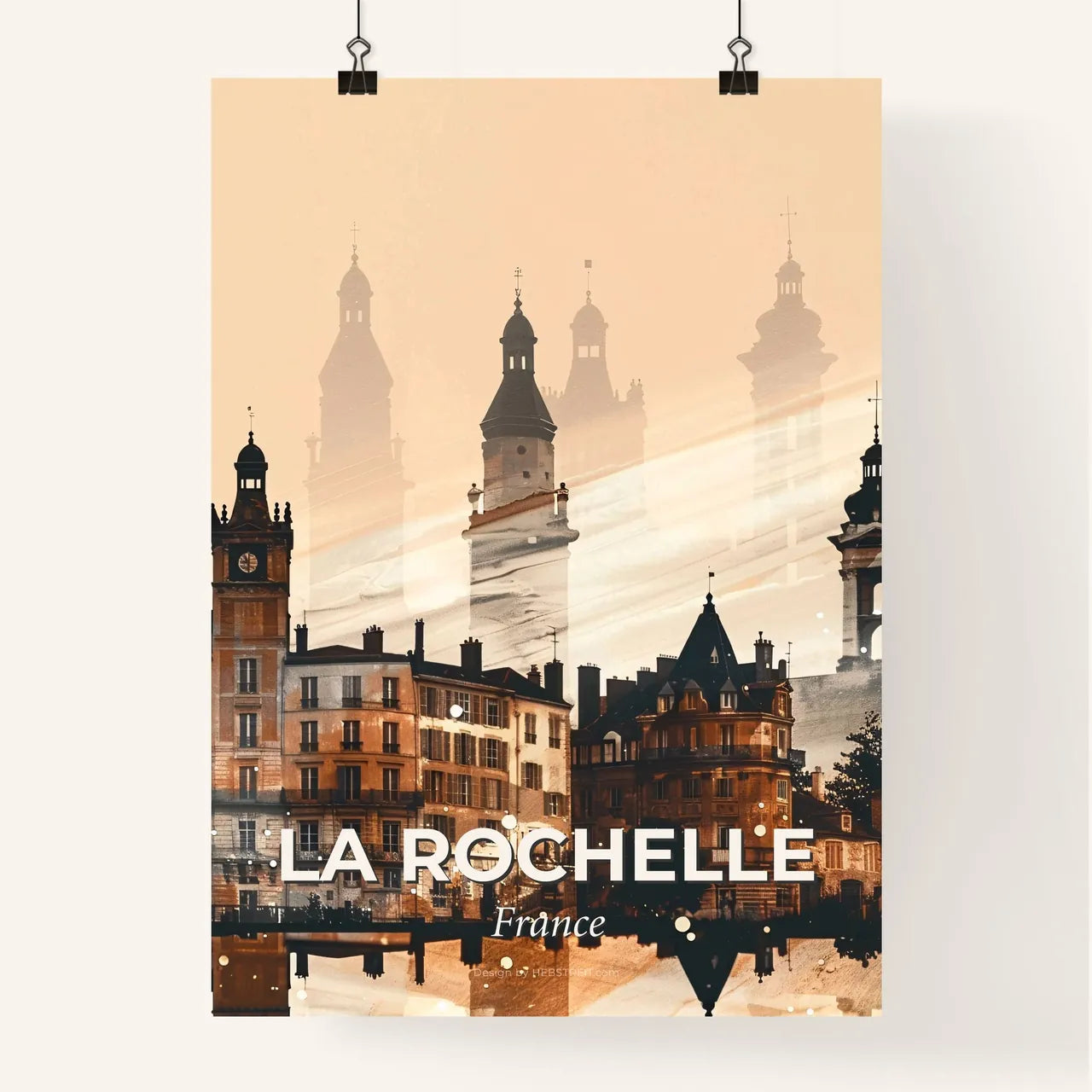 La Rochelle Skyline Double Exposure Composite Poster