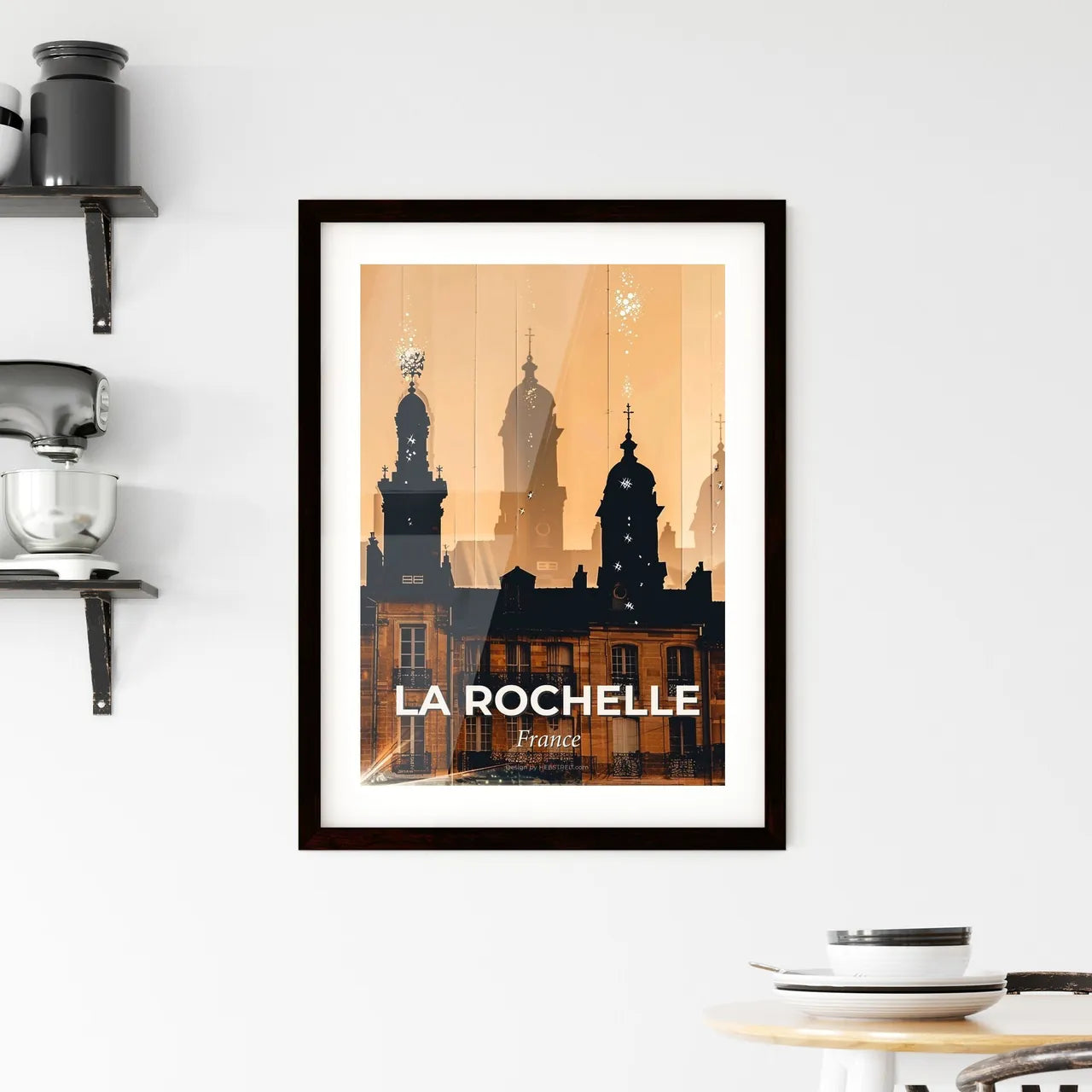 La Rochelle Skyline Double Exposure Silhouette Poster Framed Print