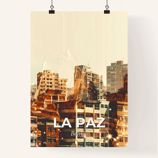 La Paz Cityscape Double Exposure Skyline Poster Poster