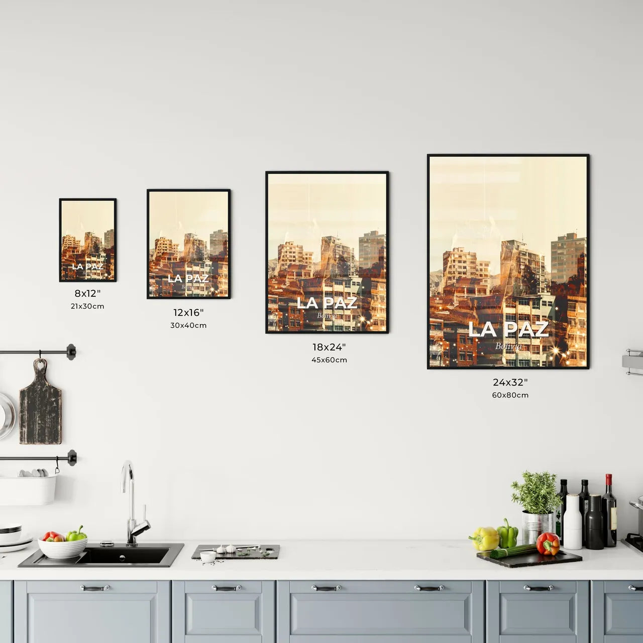 La Paz Cityscape Double Exposure Skyline Poster Office Art