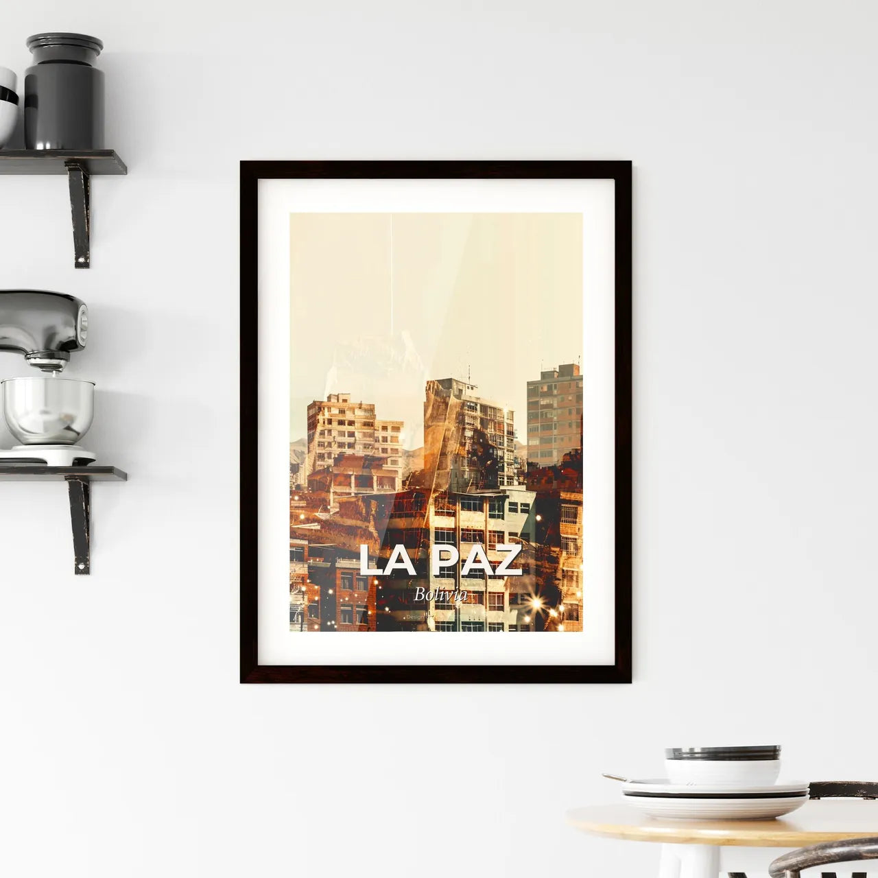 La Paz Cityscape Double Exposure Skyline Poster Framed Print