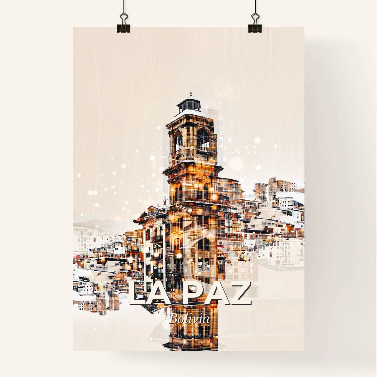 La Paz Skyline La Paz Architectural Icons Poster