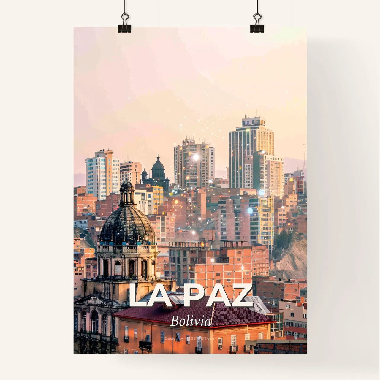 La Paz Skyline Double Exposure Architectural Wonder Poster