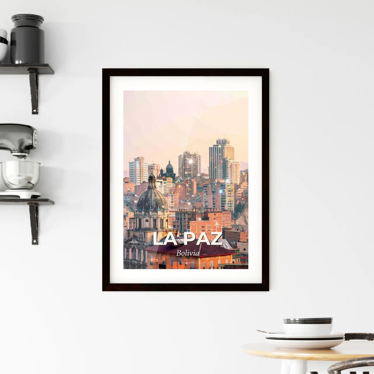 La Paz Skyline Double Exposure Architectural Wonder Framed Print