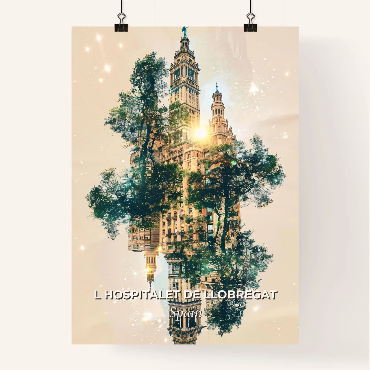 Barcelona Suburb City Lights Art Print Poster